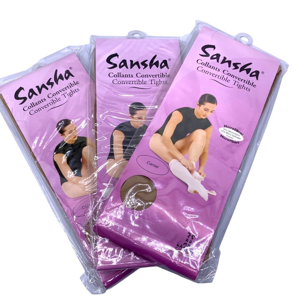 Sansha Girls Convertible Dance Skate Camel Brown Tights Lot of 3 Age 1-6